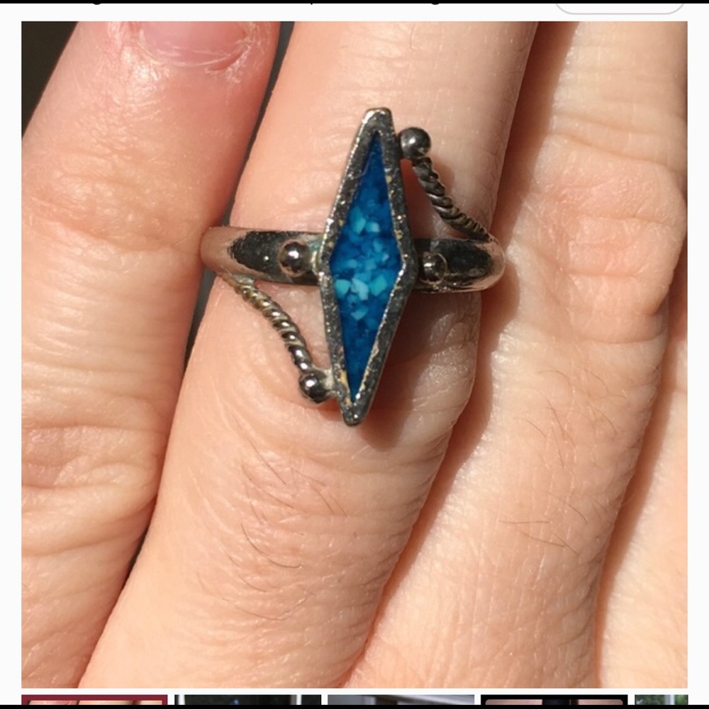 Vintage silver turquoise ring Size 6.5